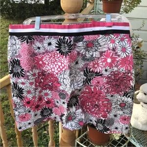Key West Fashions Floral Skirt Sz 14 Pink Black White Cotton Florida Lined